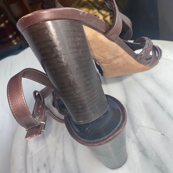 Kate Spade Brown Braided Leather Y2K Vintage  Strappy Sandals Block Heels 9.5 - Picture 10 of 12
